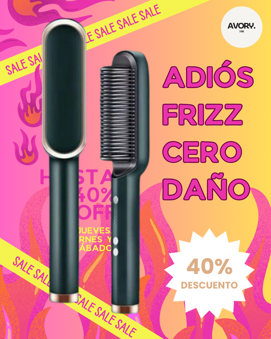 Avory Glow™ | Cepillo Alisador & Plancha 2 en 1 para un Cabello de Salón en Minutos
