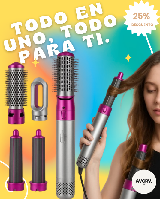 💖 Avory Pink™ | Cepillo Multifuncional 5 en 1: Seca, Alisa, Riza y Moldea